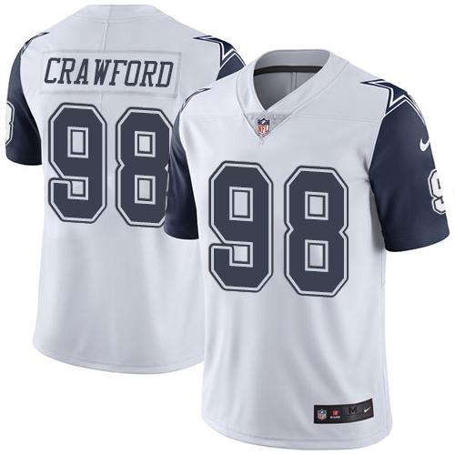 Nike Cowboys #98 Tyrone Crawford White Men's Stitched NFL Limited Rush Jersey - Click Image to Close